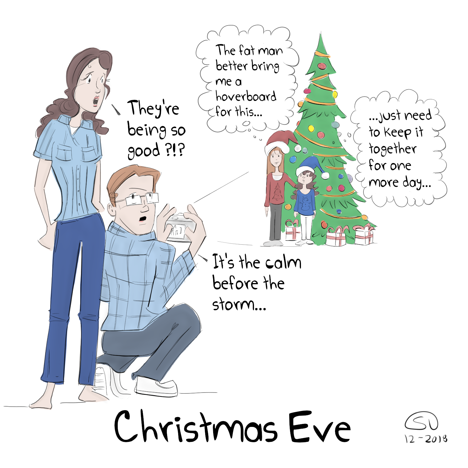 Christmas Eve Raising Kids Vacation Christmas Tree Merry Christmas Parenting Family Comic
